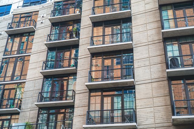 the exterior of an apartment building